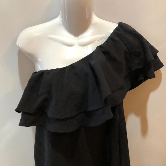 Cotton Candy LA Womens Large Black One Shoulder Ruffle Mini Dress Size L - Picture 4 of 10